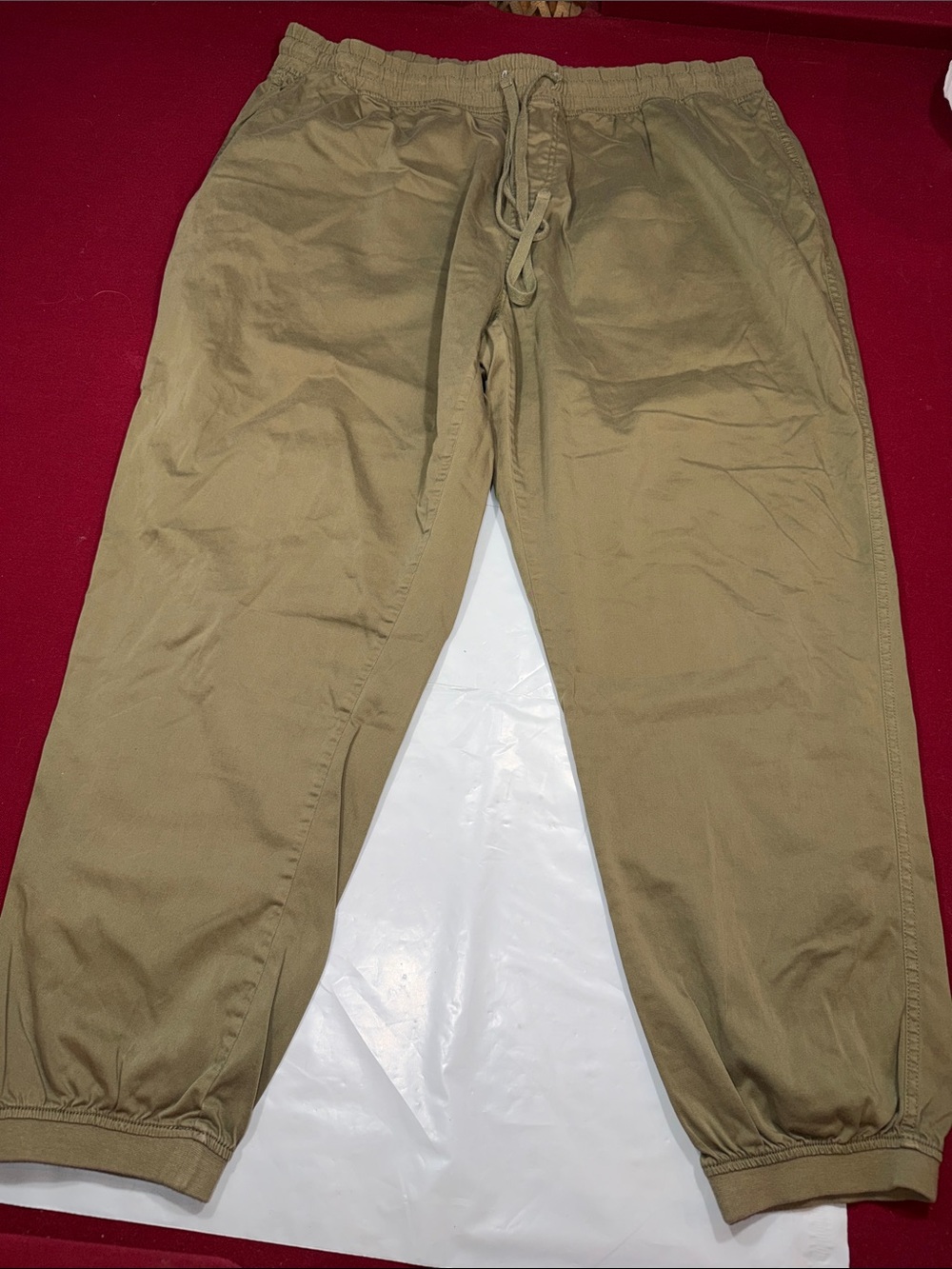 Falls creek GREEN cotton blend Jogger Pants womens 2XL stretch tie waist pockets